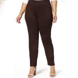 NWT Charter club Cambridge pull on pants 16W women’s waist smoothing brown Slim